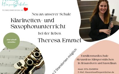 Neues Angebot, Klarinetten- und Saxophonunterricht an unserer Musikschule